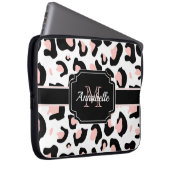 Pink Leopard Print Laptopschutzhülle (Vorne Rechts)