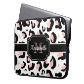 Pink Leopard Print Laptopschutzhülle (Vorderseite Links)