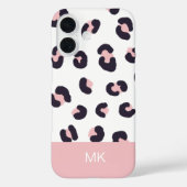 Pink Leopard Print Monogrammed Case-Mate iPhone Hülle (Rückseite)