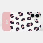Pink Leopard Print Monogrammed Case-Mate iPhone Hülle (Rückseite (Horizontal))