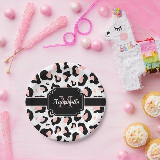 Pink Leopard Print Pappteller (Party)