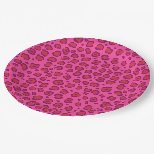 Pink Leopard Print Pappteller (Schrägansicht)