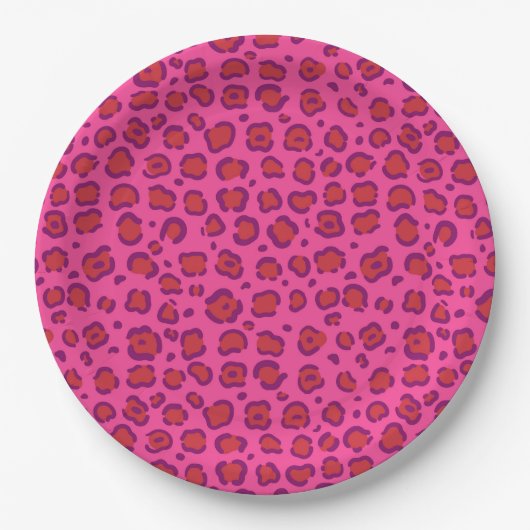 Pink Leopard Print Pappteller (Vorderseite)