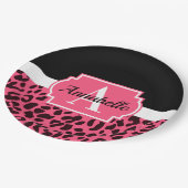Pink Leopard Print Pappteller (Schrägansicht)
