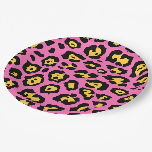 Pink Leopard Print Pappteller (Schrägansicht)