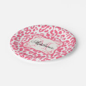 Pink Leopard Print Pappteller (Schrägansicht)