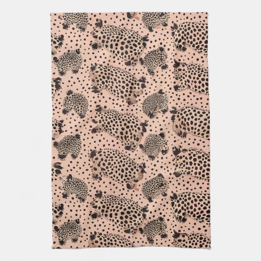 Pink Leopard Print Pattern - Chic Animal Geschirrtuch (Vertikal)