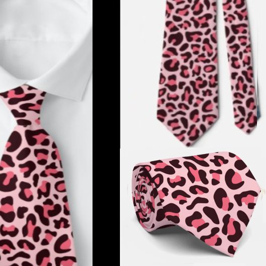Pink Leopard Print Punk Rock Neck Tie Krawatte