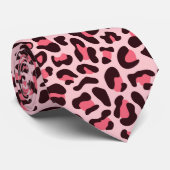 Pink Leopard Print Punk Rock Neck Tie Krawatte (Gerollt)