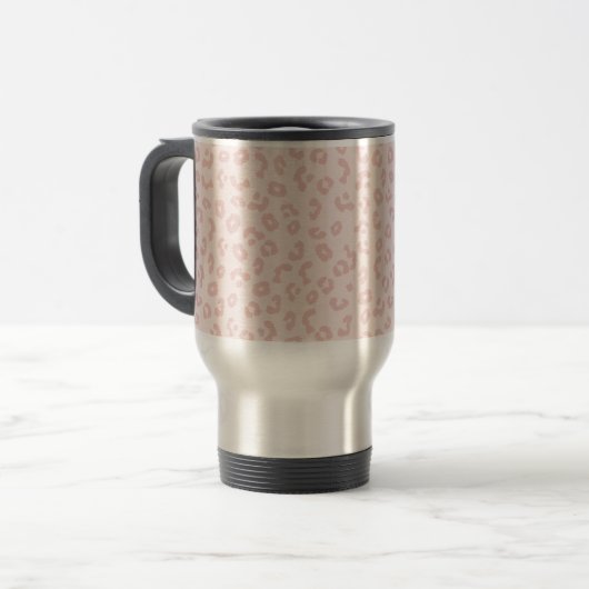 Pink Leopard Print Reisebecher (Vorderseite Links)