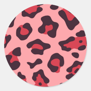 Pink Leopard Print Runder Aufkleber