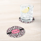 Pink Leopard Print Runder Pappuntersetzer (Vor Ort)