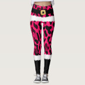 Pink Leopard Print Santa Claus Kostüme Weihnachten Leggings (Vorderseite)