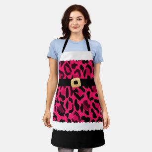 Pink Leopard Print Santa Claus Kostüme Weihnachten Schürze