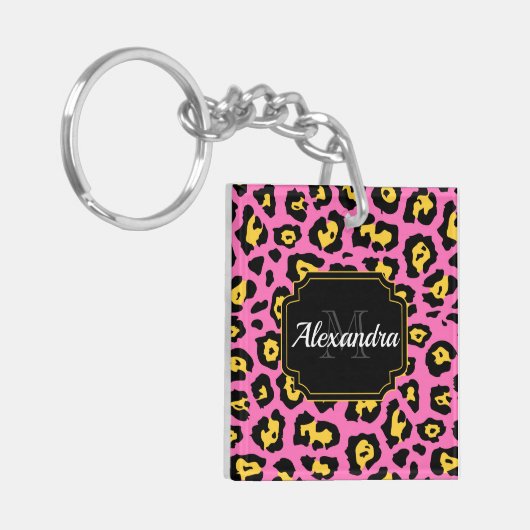 Pink Leopard Print Schlüsselanhänger (Vorderseite links)