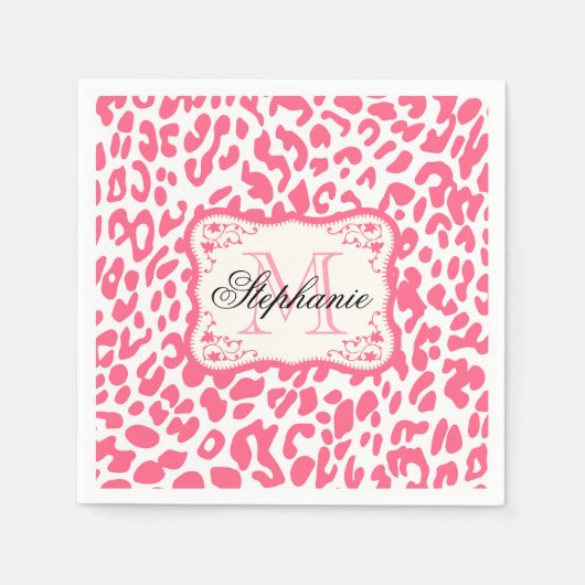 Pink Leopard Print Serviette (Vorderseite)