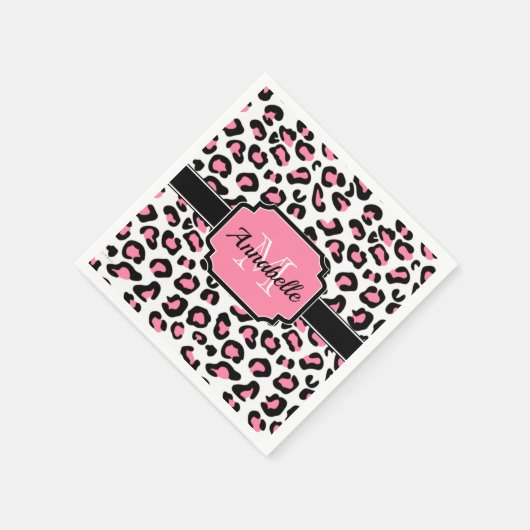 Pink Leopard Print Serviette (Ecke)