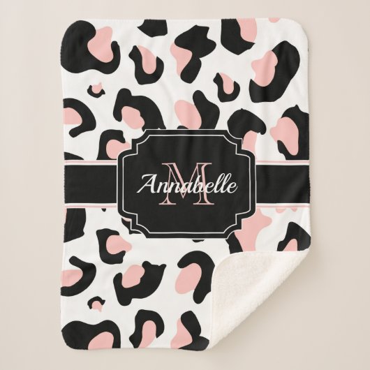 Pink Leopard Print Sherpadecke (Vorderseite)