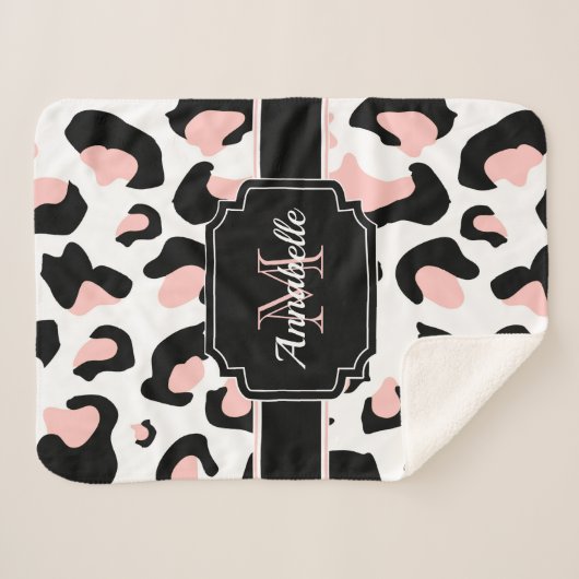 Pink Leopard Print Sherpadecke (Vorderseite (Horizontal))
