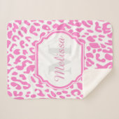 Pink Leopard Print Sherpadecke (Vorderseite (Horizontal))