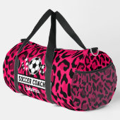 Pink Leopard Print Soccer Name Duffle Bag (Rechte Ecke)
