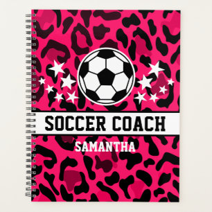 Pink Leopard Print Soccer Name Planer