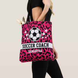 Pink Leopard Print Soccer Name Tasche