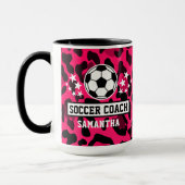 Pink Leopard Print Soccer Name Tasse (Links)