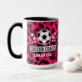 Pink Leopard Print Soccer Name Tasse