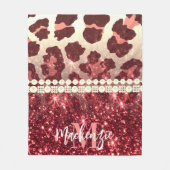 Pink Leopard Print und Glitzer Fleecedecke (Vorderseite)