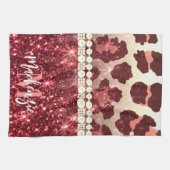 Pink Leopard Print und Glitzer Geschirrtuch (Horizontal)