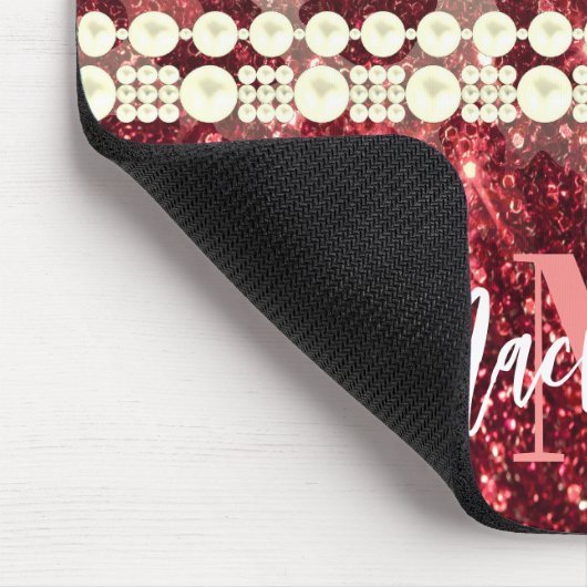 Pink Leopard Print und Glitzer Mousepad (Ecke)