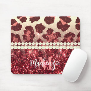 Pink Leopard Print und Glitzer Mousepad