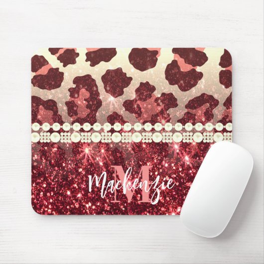 Pink Leopard Print und Glitzer Mousepad (Mit Mouse)