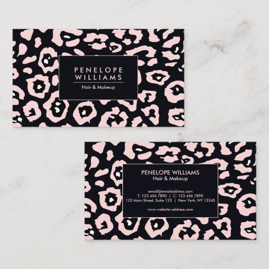 Pink Leopard Print Visitenkarte (Vorne/Hinten)