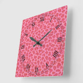 Pink Leopard Quadratische Wanduhr (Winkel)