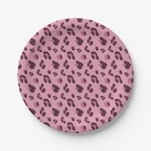 Pink Leopard Skin Pattern Pappteller (Vorderseite)