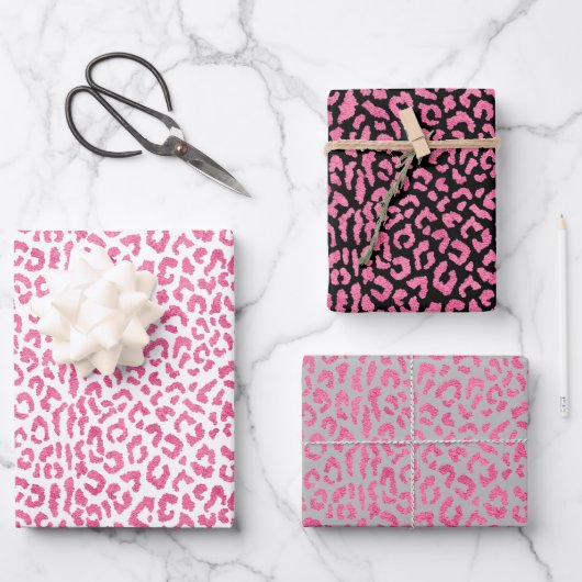 Pink Leopard Spots Geschenkpapier Set (Vorderseite)