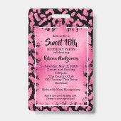 Pink Leopard Sweet 16. Geburtstag Einladender VIP  Ausweis (Rückseite)