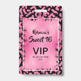 Pink Leopard Sweet 16. Geburtstag Einladender VIP Ausweis