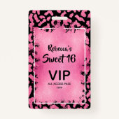 Pink Leopard Sweet 16. Geburtstag Einladender VIP Ausweis (Vorderseite)