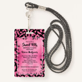 Pink Leopard Sweet 16. Geburtstag Einladender VIP Ausweis (Rückseite mit Schlüsselband)