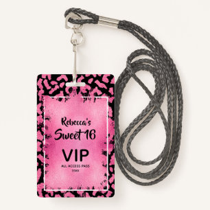 Pink Leopard Sweet 16. Geburtstag Einladender VIP  Ausweis