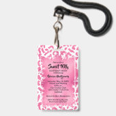 Pink Leopard Sweet 16. Geburtstag Einladender VIP  Ausweis (Rückseite mit Lanyard)