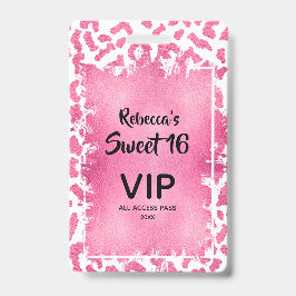 Pink Leopard Sweet 16. Geburtstag Einladender VIP Ausweis