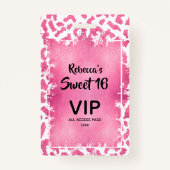 Pink Leopard Sweet 16. Geburtstag Einladender VIP Ausweis (Vorderseite)