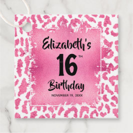 Pink Leopard Sweet 16. Geburtstag Personalisiert Geschenkanhänger