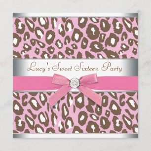 Pink Leopard Sweet 16 Party Einladung