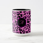 Pink Leopard-Tasse Zweifarbige Tasse<br><div class="desc">Rosa Leopardenprint mit schwarzem Rahmen zum Hinzufügen in Ihren eigenen Text. Wählen Sie Stil,  Farbe und Größe der Tasse aus,  wie Sie möchten.</div>