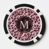 Pink Leopard Tierdruck mit Faux-Folie-Monogramm Pokerchips (Rückseite)